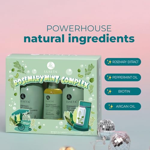 Image of Luseta Rosemary Mint Hair Care Set for Thin Hair, Strengthening，Refreshing | Complete Hair Care Routine, Shampoo & Conditioner (16.9ozx2), Hair Oil (3.38oz), Frizz Control, Smooth Shine, Sulfate Free