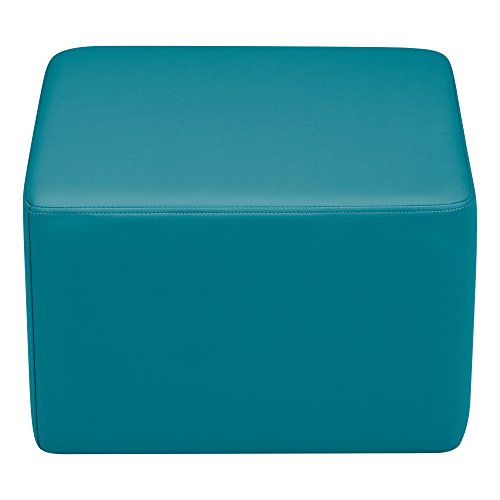 Image of Sprogs 12 inch H Structured Cube Stool -Flexible Modular Collaborative Soft Seating for Office, Home, Lounge and School Classrooms with Durable Frame & Set of 6 inch Legs Add-on -Teal