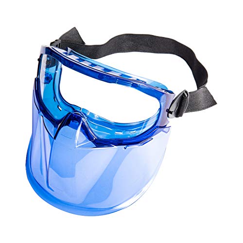 Eagle Eyes Anti-Fog Scratch-Resistant Safety Goggles with Face Shield - 99.9% UV Rays Protection - Universal Fit Lightweight Eyewear (Blue)