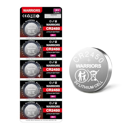 Warriors 5X CR2450 Batteries 3V Lithium Coin Batteries