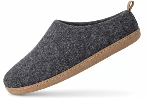 Image of Wool Indoor Slippers - Natural Organic Wool, Genuine Leather Sole, Handmade in Nepal - Cozy, Warm, Soft, Unisex Non-Slip House Shoes for Men & Women - Perfect for Winter Comfort