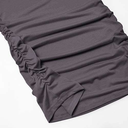 Ginkana Maternity Women Shirt Maternity Short Sleeve Top For Pregnant Women Solid Round Neck Pregnancy T-Shirt,Purple Gray,L #TOP4