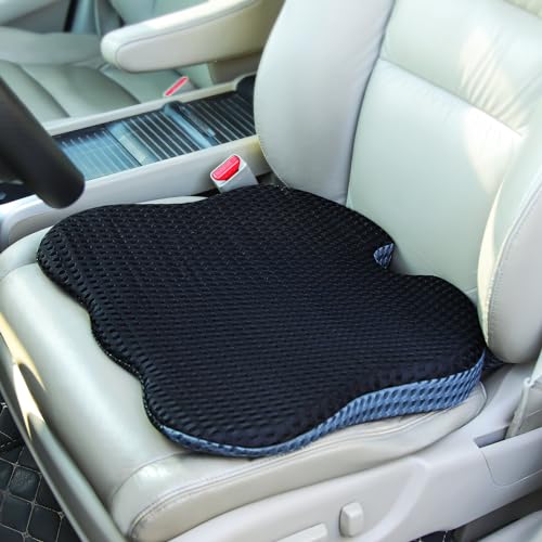 Marketero Car Seat Cushions for Driving - Memory Foam Booster Car Seat Pad, Wedge Honeycomb Coccyx Cushion Support for Long Sitting, Tailbone and Sciatica Pain Relief - Black
