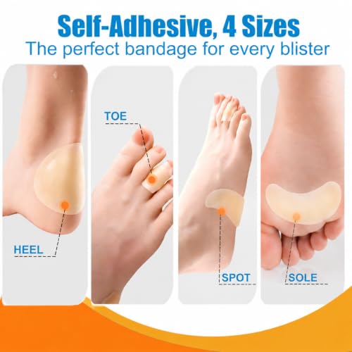 Image of 30pcs Hydrocolloid Blister Bandages - Waterproof Blister Bandages for Feet, Heels & Toes - Heel Blister Prevention & Recovery, Blister Pads (60 PCS Value Pack, One Size)