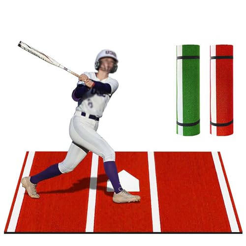 Dtyubfg 野球練習マット 野球バッティングマット-5mmの滑り止め裏地がバッターに完璧なトラクションを提供し、 野球トレーニングマット ポータブル 滑り止め 色褪せ防止 大型バッティングケージマット 象嵌ホームプレート芝生 スイングピッチングトレーニ