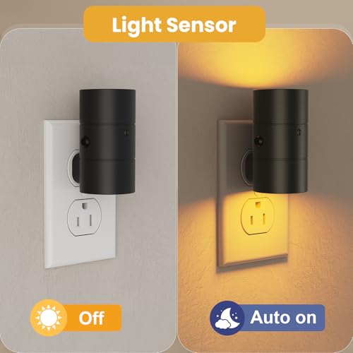 Image of VOLISUN Night Light, Dimmable Led Night Lights Plug into Wall, Amber /3000K /4500K, 0-100LM Adjustable Brightness, Dusk to Dawn Nightlight for Hallway, Bathroom, Bedroom Black 4 Pack
