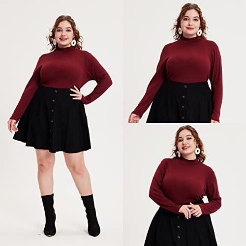 Image of CARCOS Womens Plus Size Tops Mock Neck Long Sleeve Shirts Turtleneck Tunics for Fall Winter XL-5XL