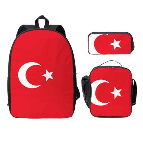 Sac à dos drapeau de la Turquie noir EdWal école 3pcs
