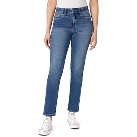 Angels Forever Young Women's Jeanie Lift Mid-Rise Straight Ankle Jeans, Pacific Cover