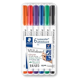 STAEDTLER 301 WP6 Whiteboard pennen, diverse kleuren, Pack van 6