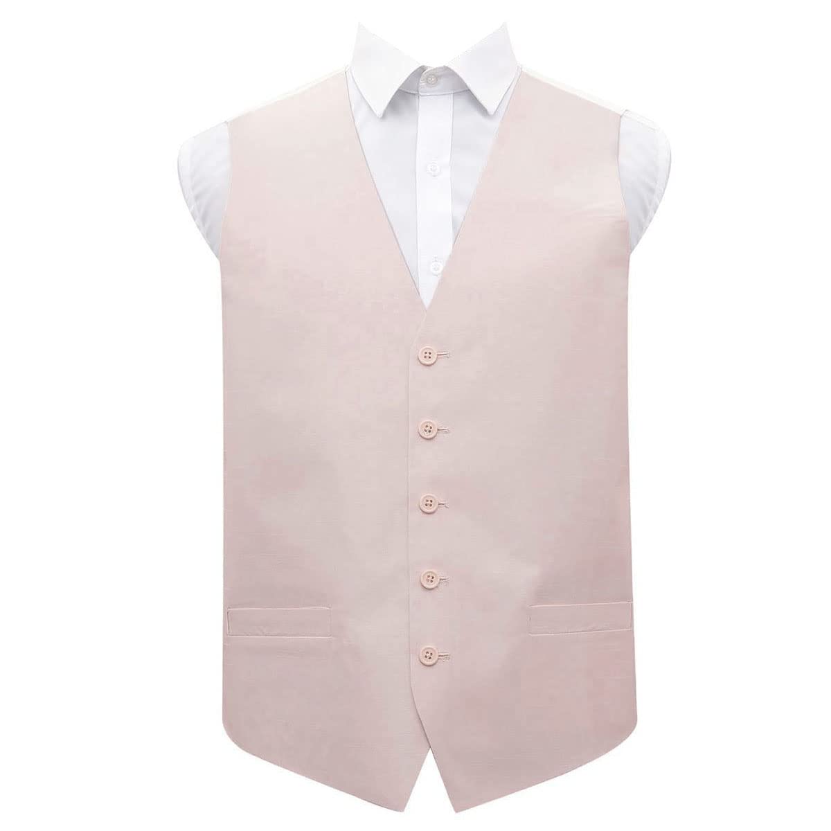 Dqt Men's Blush Pink Plain ’S Shantung Wedding Waistcoat – Formal Occasion Suit Vest – 44" (Xxl)