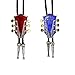 Sharplace 2 Pièces de Collier de Cravate Bolo en Alliage Cuir PU Guitare Punk Rock Couleur Rouge et Bleu