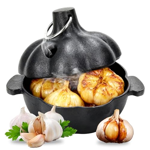 Cast Iron Garlic Roaster, Smoker Roaster, Cast Iron Potato Baker, Garlic Cooker, Garlic Baker, Garlic Roasting Pot, Potato Baker, Used in the Kitchen Oven, Camping, Outdoors, BBQ Grill Stove