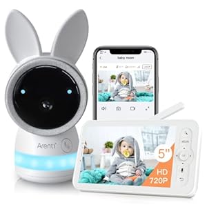 ARENTI Video Baby Monitor, Audio Monitor with 2K Ultra HD WiFi Camera,5″ Color Display,Night Vision,Lullabies,Cry Detection,Motion Detection,Temp & Humidity Sensor,Two Way Talk,App Control