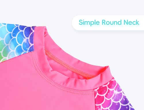 Image of Girls Swimsuit Long Sleeve Rush Guard Bathing Suit Swimwear with Bikini Bottom Sun Protection