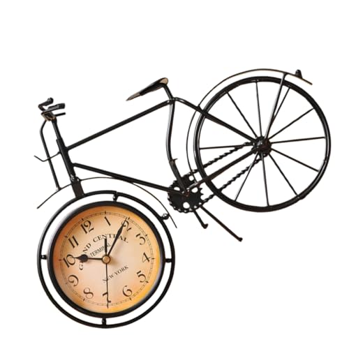 DECOMELODY ヴィンテージスル自転車形状静音置き時計 卓上デスククロック 電池式 おしゃれなインテリア装飾 オフィス 寝室 カ ランダムカラー