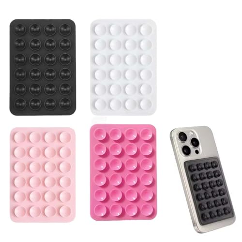 GNALIA Lot De 4 Pièces Coque Ventouse En Silicone (Noir/Blanc/Rose/Rose Clair), Support Téléphone Portable Pour Selfies, Vidéos Et Recharge Mobil