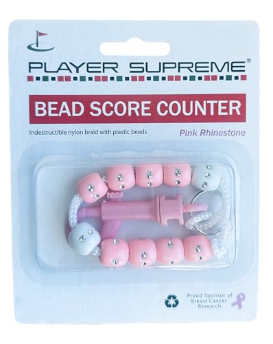 Pink & White Rhinestone Bead Golf Score Counter NEW
