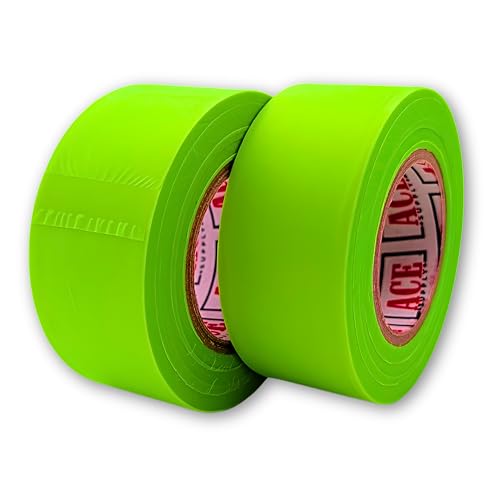 ACE Supply Lime Flagging Tape - 2 Pack - 1-3/16 Inch Width 150 Ft Length 2 Mil - Non-Adhesive Survey Tape - Tree Marking Ribbon Surveyors Ribbon