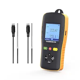Tzone PT100 Thermometer Data Logger with Probe,Handheld USB Temperature Logger with Sound Alarm Temp Calibration,Industrial Digital Dual Channel RTD Thermometer Recorder with Auto Report 61440 Groups