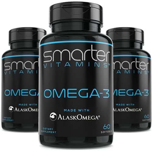 (3 Pack) Smarter Omega 3 Fish Oil, Berry Flavor, Burpless, Tasteless, 2000mg, DHA EPA Triple Strength Brain, Made with AlaskOmega®