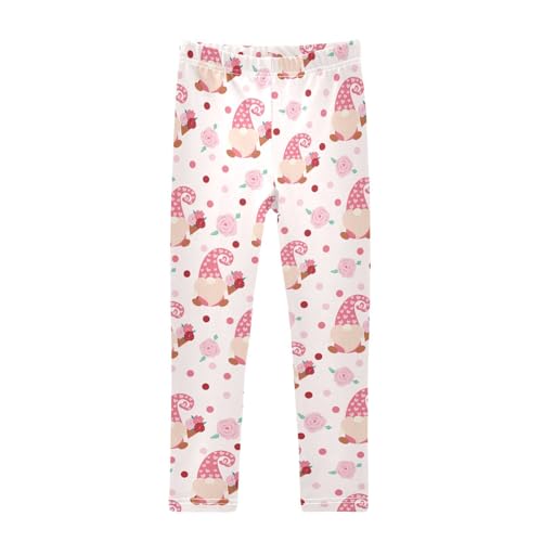 Girls Leggings Gnome Hearts and Flowers Toddler Girls Clothes Leggings for Girls Toddler Girls Leggings 3-4T