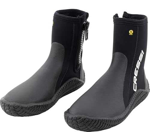Cressi ReefTech Boots 5mm S (38/39 EU) - Unisex 5mm Schwarz Neoprenstiefel mit Doppeltem Futter, ideal für Wassersport, Speziell Entwickelt, zum die Füße vor Kälte zu Schützen, S (38/39)