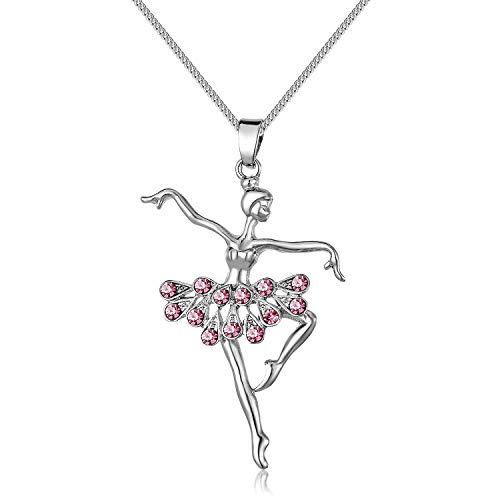 Preisvergleich Produktbild Rosa kleine Mädchen Halskette, Alloy Dancer Anhänger Halskette, hypoallergene Ballerina Dance Girls Schmuck 20 Zoll