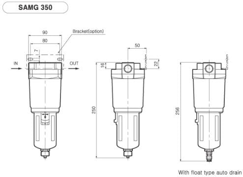 Miniatura 2 de PneumaticPlus SAMG350-N04BD-MEP unidad de secado al aire, separador de agua NPT de 12 pulgadas, mirilla metálica con autodrenaje interno N.C., SCFM