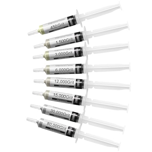 8 Pack Diamond Polishing Compound Genuine 30% Concentration Diamond Paste Kit 80,000 to 450 Grit Lapping Stropping Compound for Glass Watch Metal Knife Ring Jewelry Rock Resin Scratch Remover Repair