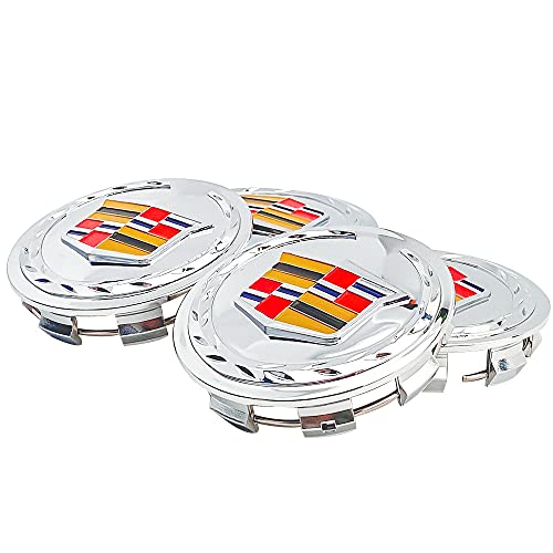 RuiCi Lucky 4 x 83mm 3.25 inch Polished Chrome Wheel Center Caps Emblem Logo Rim Center Hub Caps for Cadillac Escalade 2007-2013 ESV EXT 9595891 (Colorful) (Cadillac-04)