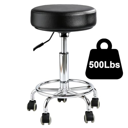 500lb heavy-duty Rolling Stool with Wheels 9.5cm thick Comfort cushion