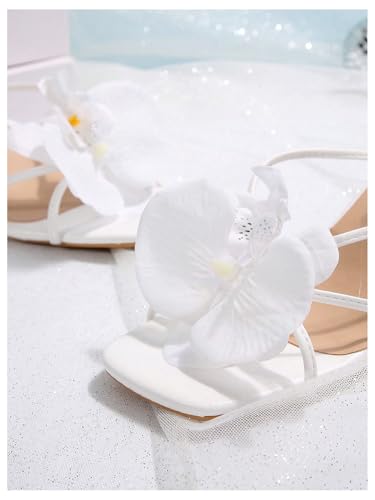 Image of MakeMeChic Women's Open Toe Floral Kitten Heels Flower Summer Beach Sandals