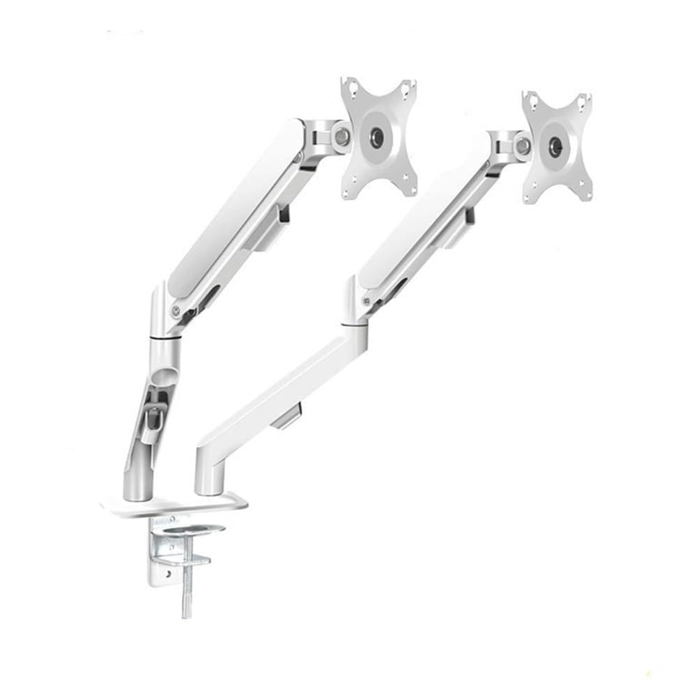 YNBSHGAA Monitor Stand, Dual Monitor Mount for Most 17-30" Screens, Each Arm Holds Max 19.8lbs, Desk with Height-Adjustable/Tilt/Swivel/Rotate,Desk Accessories,White