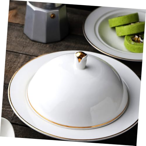 Assiette céramique dorée haut de gamme avec couvercle de protection