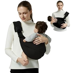Baby Sling Carrier, Toddler Carrier Sling with Double Safety Buckle and Adjustable Shoulder Strap, Baby Carrier One Size Fits All, Black