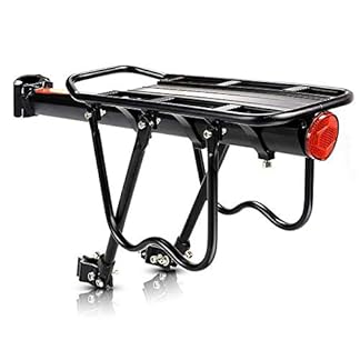 Bike rear rack carrier universal adjustable bicycle rear luggage touring carrier racks 50kg capacity adjustable mountain bicycle back seat rack holder with reflector
