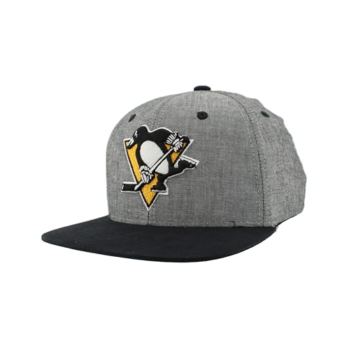 Pittsburgh Penguins NHL Officially Licensed Adjustable Snapback Hat Chambray Heather Black