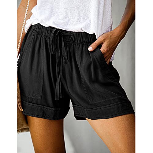 2023 Summer Casual Shorts for Women Drawstring Elastic Waist Beach Athletic Shorts Pocketed Comfy Cotton Lounge Shorts - Image 3