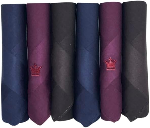 Men's Cotton Dark Handkerchief (Pack of 6) Blue, Brown & Maroon