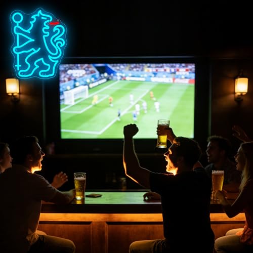 Image of Football Neon Sign for Wall Decor Soccer Team Logo LED Light for Man Cave