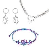3-Piece Rumi Theme Bracelet Earring, Fashion Friendship Bracelet Jewelry Gift for Girls, Korean Pop Stuff Accessories for Cosplay Dance Party