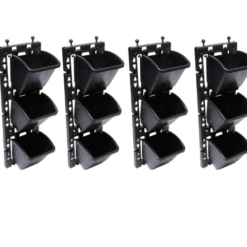 Image of Bio Blooms Vertical Wall Hanging Garden Pots 4 Panel 12 PotsEasy Installation Drainage Design Indoor Outdoor Use for Vegetables Herbs Flowers M2 Model