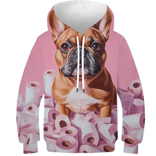 Sweat à capuche imprimé 3D pattes roses pour ado de 13 à 15 ans