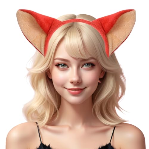 Jadive Halloween Plush Fox Headband Realistic Funny Animal Photo Prop