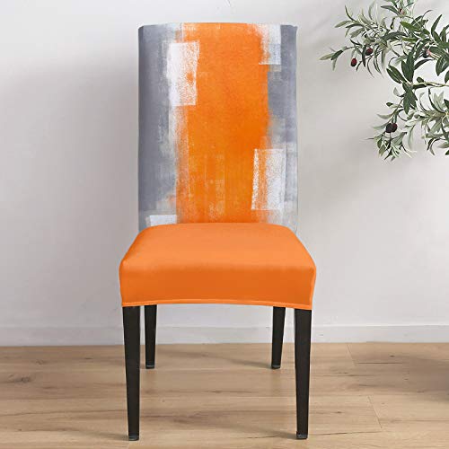 Chair Covers For Dining Room 6 Pack,Orange Gray Oil Painting Texture Abstract Artwork Removable Chair Slipcover Stretch Dining Chair Kitchen Decorative Seat Cover Protector Cover For Ceremony/Hotel #TOP3