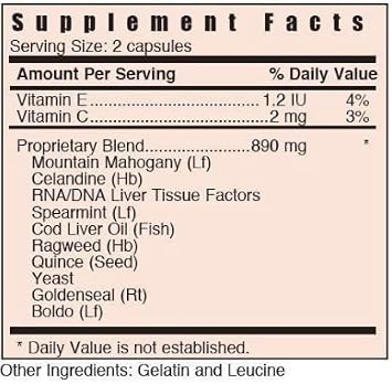 الصيغ الجهازية L - الكبد 60 كبسولة الوظيفة الحيوية رقم 60. دعم الكبد ، دعم المرارة.