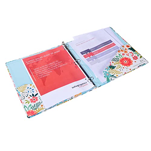 1-inch 3-Ring-Binder with Pockets 1\'\' Decorative Round Ring Binders for School Holds US Letter Size 8.5\'\' x 11\'\' 200 Sheets for Office/Home/Back to School, 2 Pack