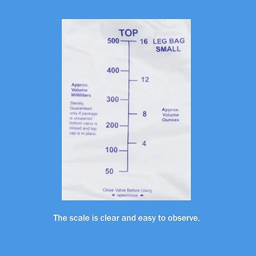 Miniatura 4 de Paquete de 5 bolsas de 16.9 fl oz, bolsa de drenaje urinario, bolsa de drenaje para recolección de orina con 2 correas, válvula antirreflujo