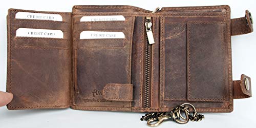 FLW Genuine Leather Biker's Wallet with Two Buckles and Metal Chain4